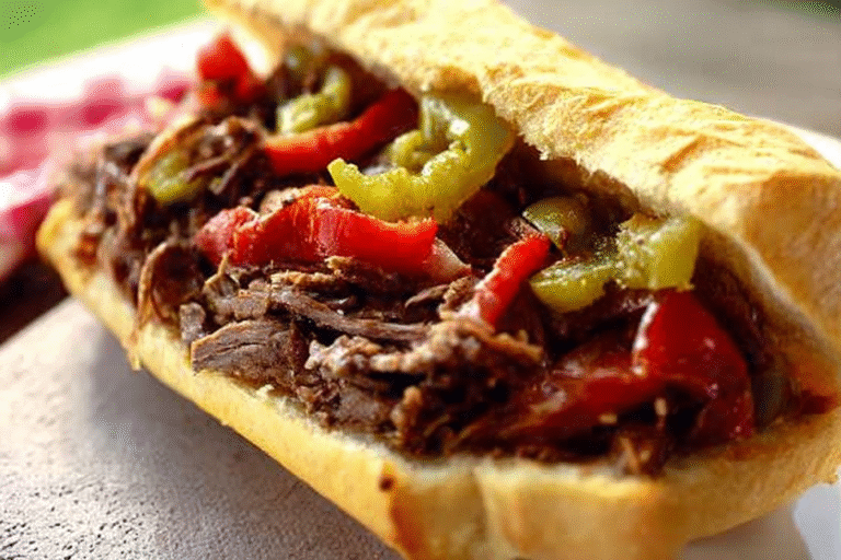 Homemade Chicago Italian Beef Sandwich