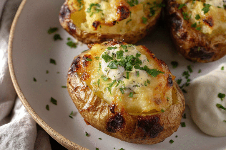 Garlic Stuffed Jacket Potatoes