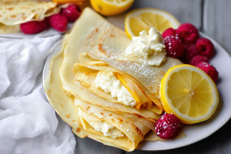 Lemon Mascarpone Stuffed Crepes