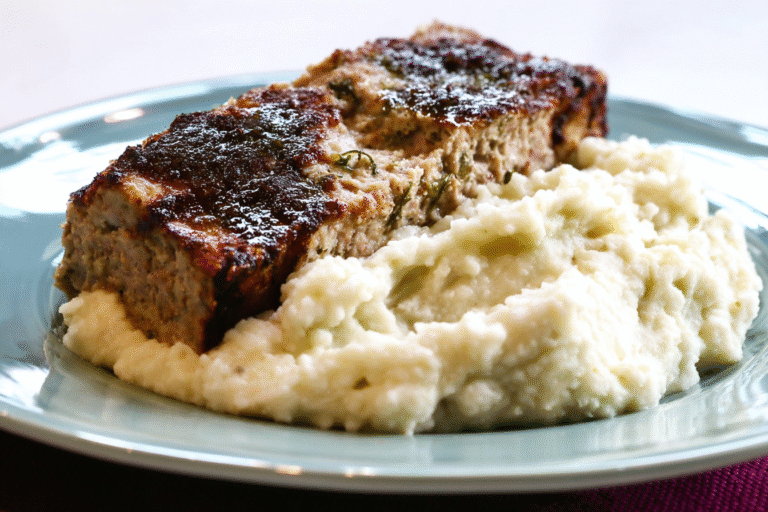 Turkey Meatloaf with Mashed Cauliflower