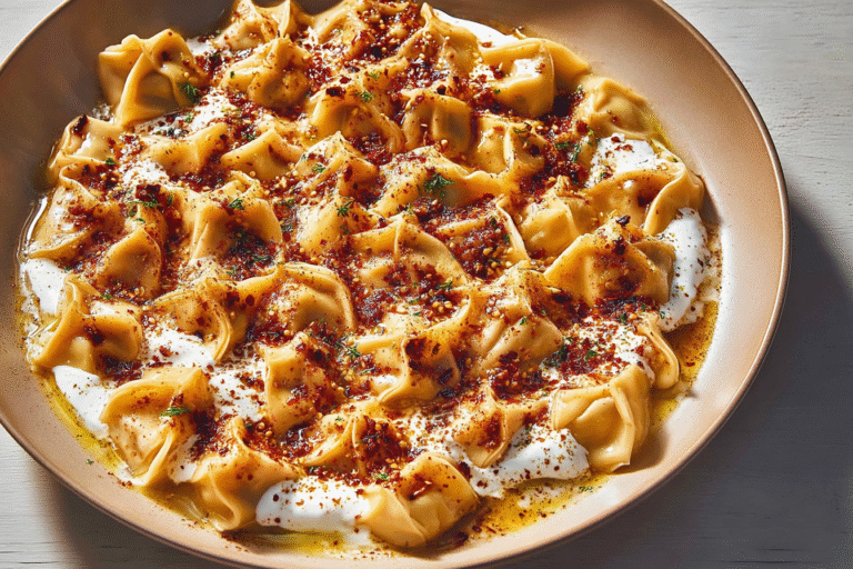 Turkish Dumplings with Garlicky Yogurt and Spiced Oil