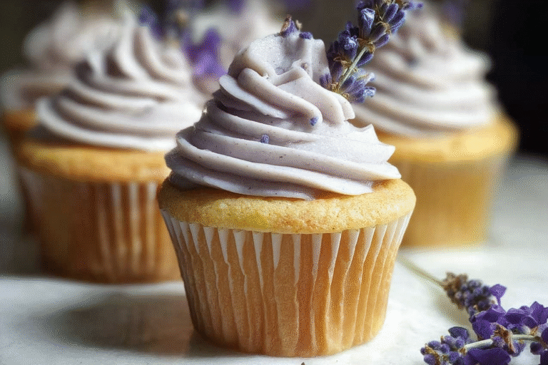 Lavender Cupcakes with Honey Buttercream