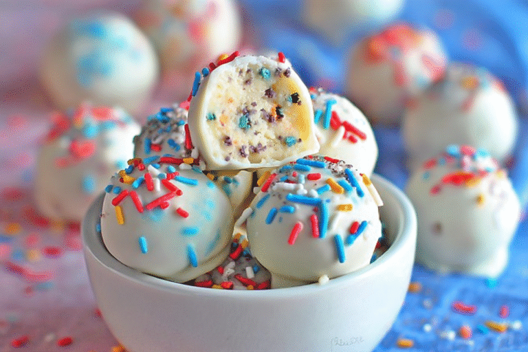 Patriotic No-Bake Cake Batter Truffles