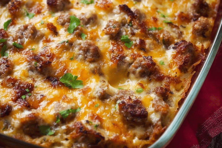 Cheesy Sausage & Hashbrown Bake