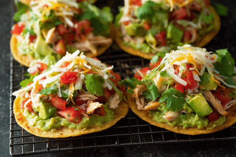 Chicken Veggie Tostadas with Guacamole