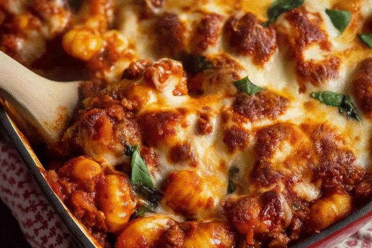 Cheesy Bolognese Gnocchi Bake