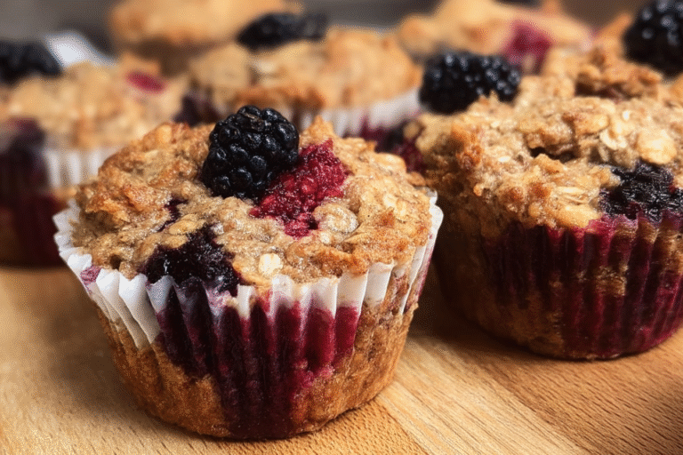 Blackberry Cinnamon Swirl Oatmeal Muffins