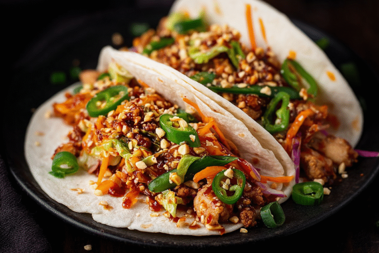 Korean Chicken Tacos with Caramelized Kimchi