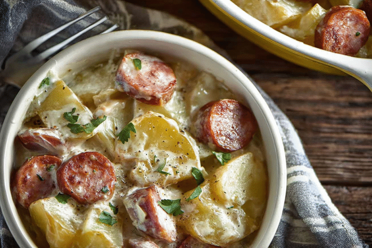 Smoked Sausage Crock Pot Scalloped Potatoes