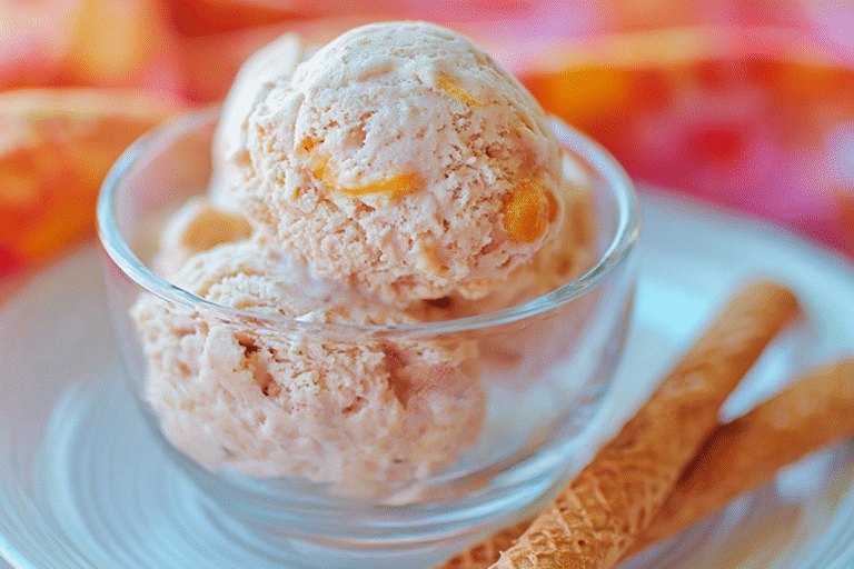No-Churn Peach Ice Cream – Creamy, Easy Summer Treat