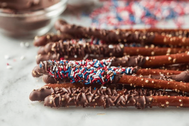 4th of July Chocolate Covered Pretzels – Easy Patriotic Snack