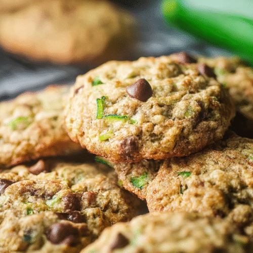 Soft and chewy zucchini cookies with oats and chocolate chips on a cooling rack