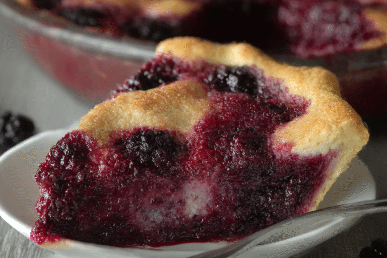 Crazy Crust Berry Pie is a self-crusting dessert made with juicy berries, cinnamon, and a buttery batter that transforms into a golden crust as it bakes.