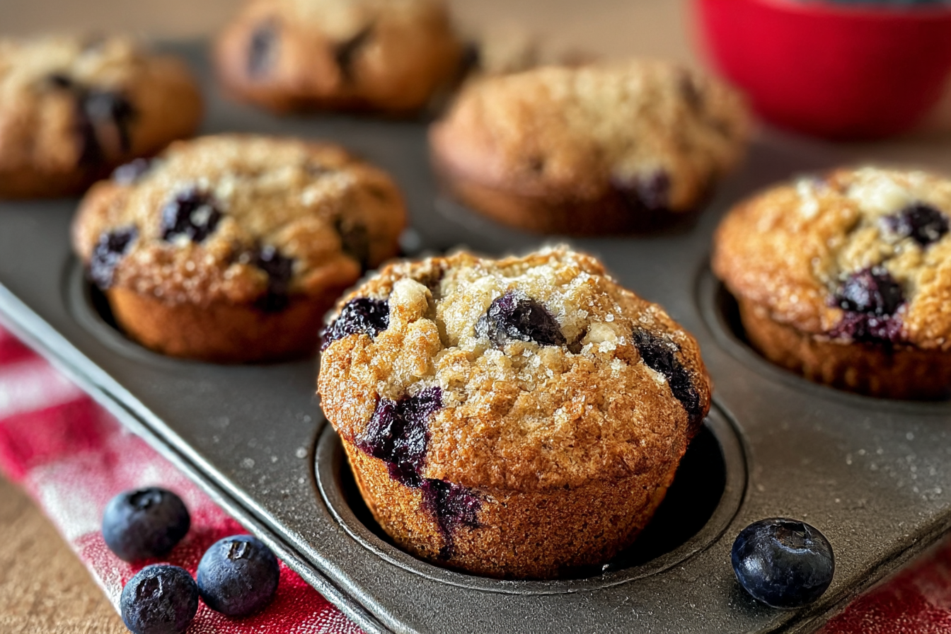 Moist blueberry cottage cheese bread loaf sliced with fresh blueberries on a wooden board.