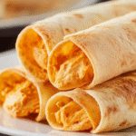 Crispy Buffalo Chicken Taquitos with dipping sauce