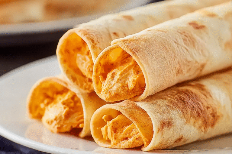 Crispy Buffalo Chicken Taquitos with dipping sauce