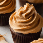 Bowl of creamy homemade peanut butter frosting with a spatula