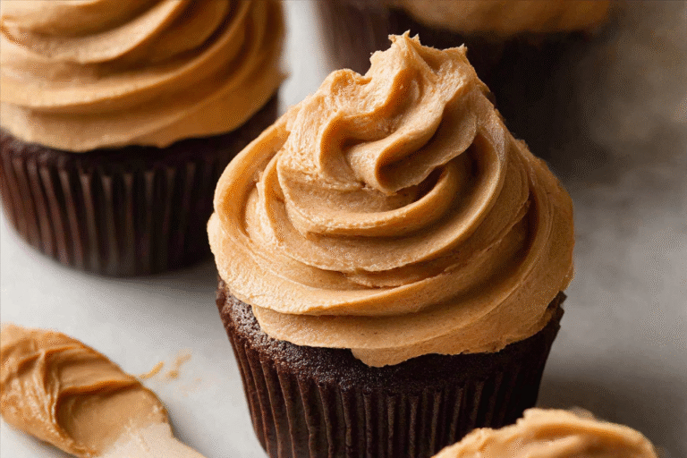 Bowl of creamy homemade peanut butter frosting with a spatula