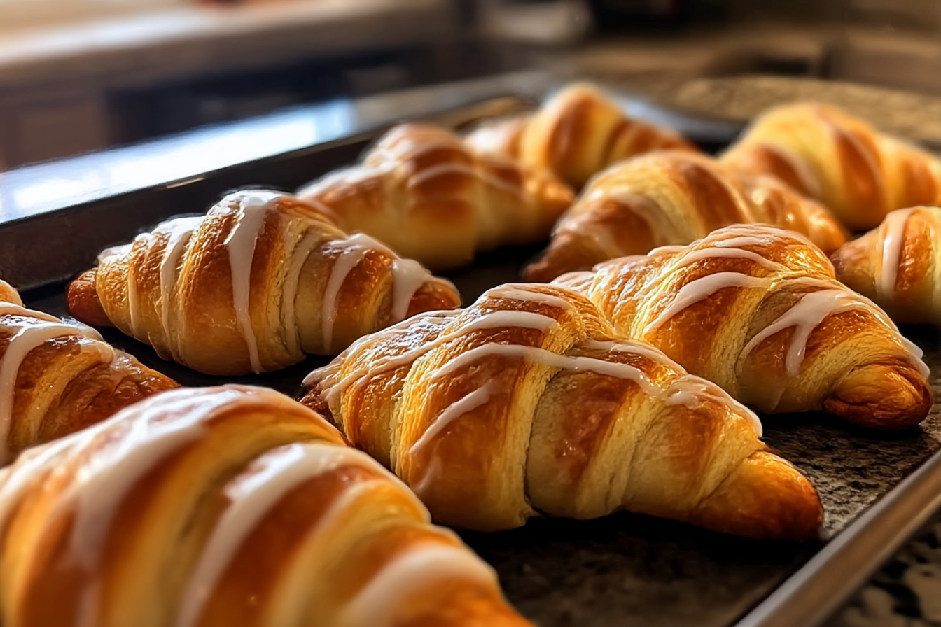 Pumpkin pie crescents with maple glaze on a plate