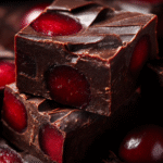 Halloween Dracula’s Dark Cherry Fudge with cherry swirls and maraschino cherries on top
